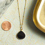 Obsidian Drop Necklace - 14k Gold Filled Satellite Chain Necklaces Soul & Little Rose