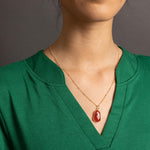 Red Onyx Hexagon Pendant Necklace on 14k Gold Filled Satellite Chain Necklaces Soul & Little Rose
