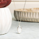 Sterling Silver elongated oval pendant necklace on dainty cable chain Necklaces Soul & Little Rose