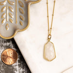 Moonstone Large Hexagon Pendant Necklace on 14k Gold Filled Satellite Chain Necklaces Soul & Little Rose