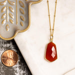 Red Onyx Hexagon Pendant Necklace on 14k Gold Filled Satellite Chain Necklaces Soul & Little Rose