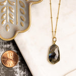 Labradorite Large Hexagon Pendant Necklace on 14k Gold Filled Satellite Chain Necklaces Soul & Little Rose