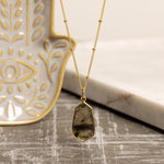 Labradorite Large Hexagon Pendant Necklace on 14k Gold Filled Satellite Chain Necklaces Soul & Little Rose