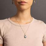 Labradorite Large Hexagon Pendant Necklace on 14k Gold Filled Satellite Chain Necklaces Soul & Little Rose
