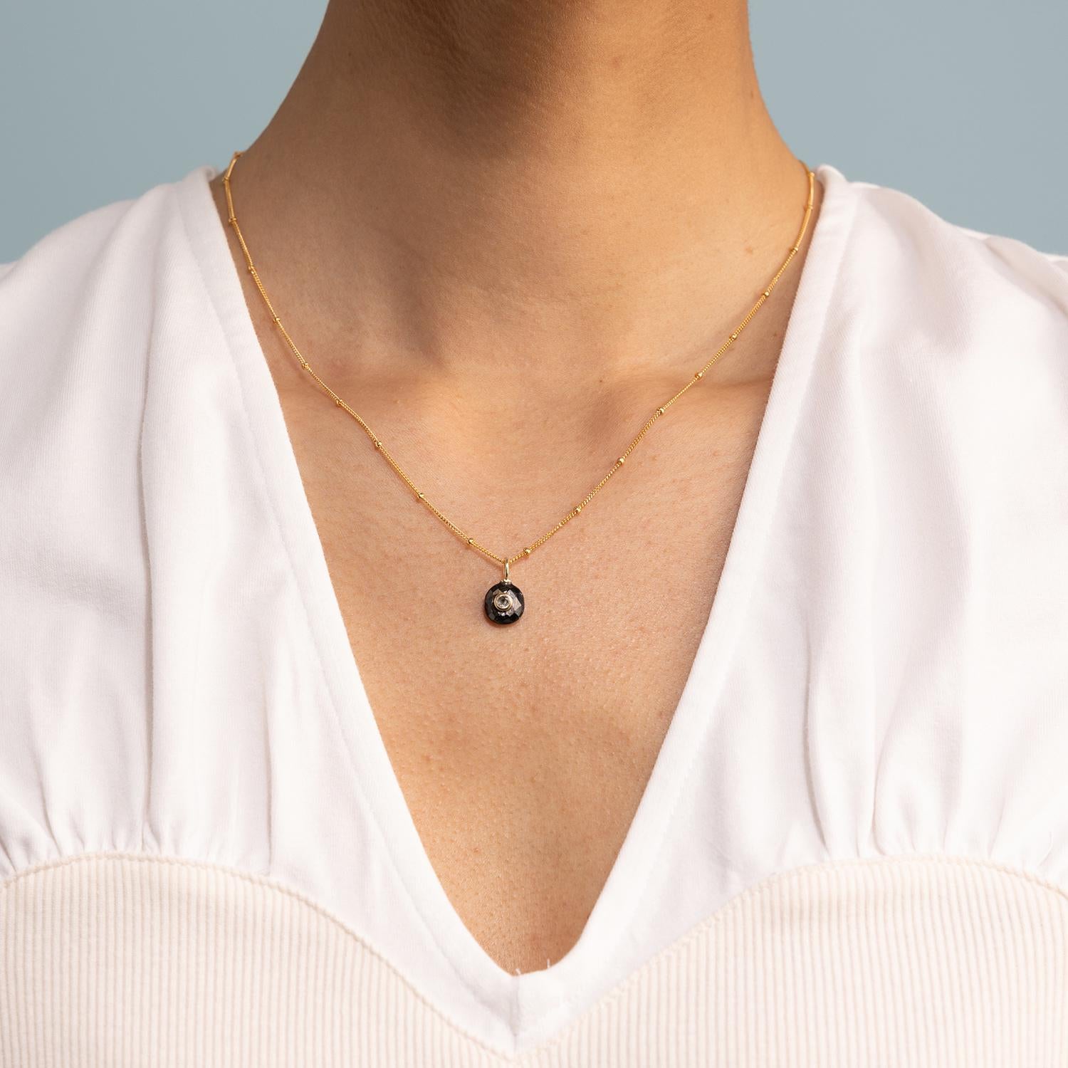 Gold Filled Minimalist Hyperstein Round Pendant Chain Necklace Necklaces Soul & Little Rose