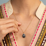 Gold Rainbow Calsilica Striped Oval Pendant Necklace Necklaces Soul & Little Rose