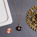 Large Oval Gold Filled Smoky and Rose Quartz Pendant Necklace Necklaces Soul & Little Rose