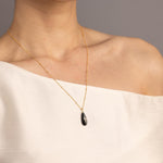 Gold Black Hyperstein and White Topaz Pendant Necklace Necklaces Soul & Little Rose
