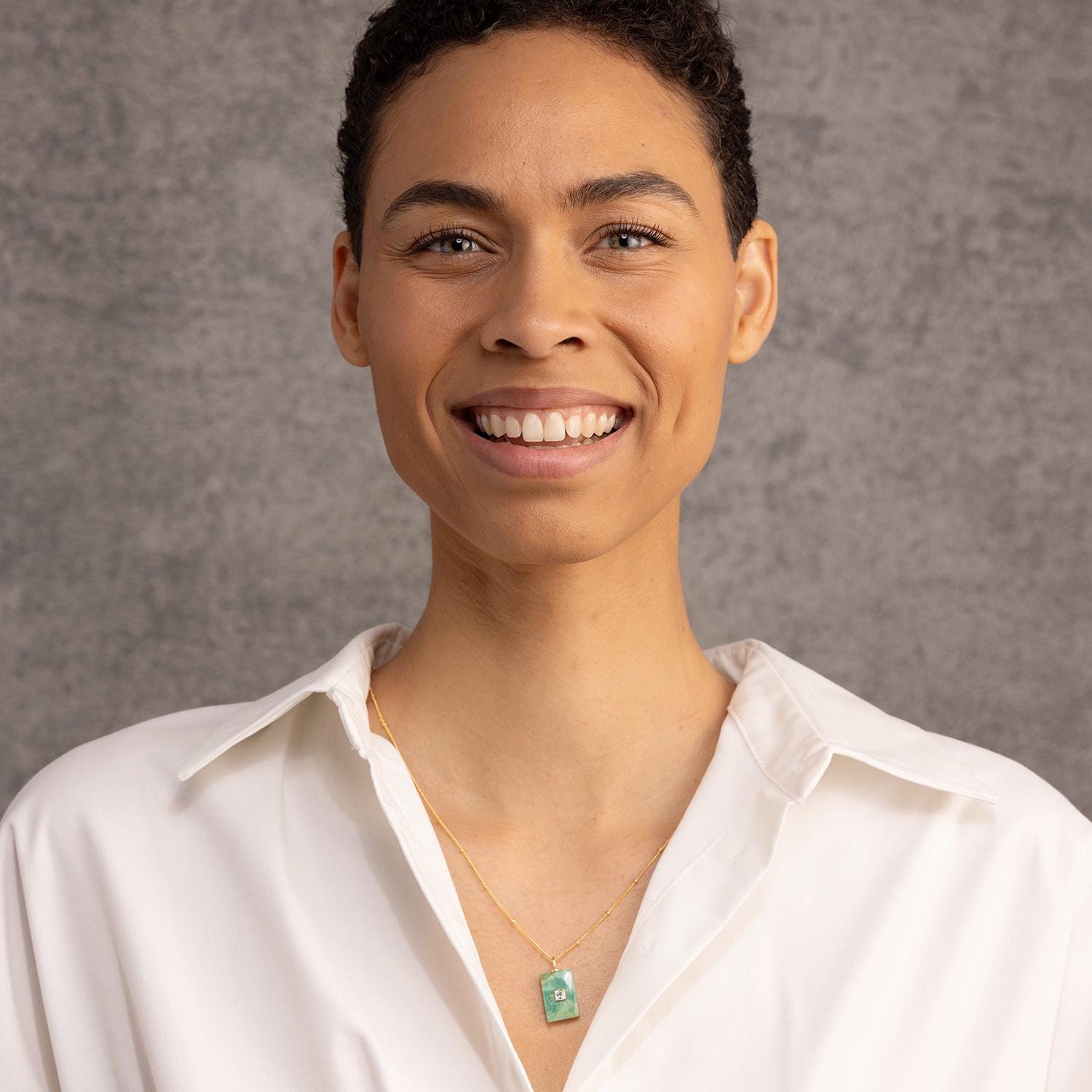 Green Turquoise Geometric CZ Gemstone Necklace on 14k Gold Filled Chain Necklaces Soul & Little Rose