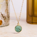 May Birthstone - Gold Raw Emerald Round Gemstone Necklace Necklaces Soul & Little Rose
