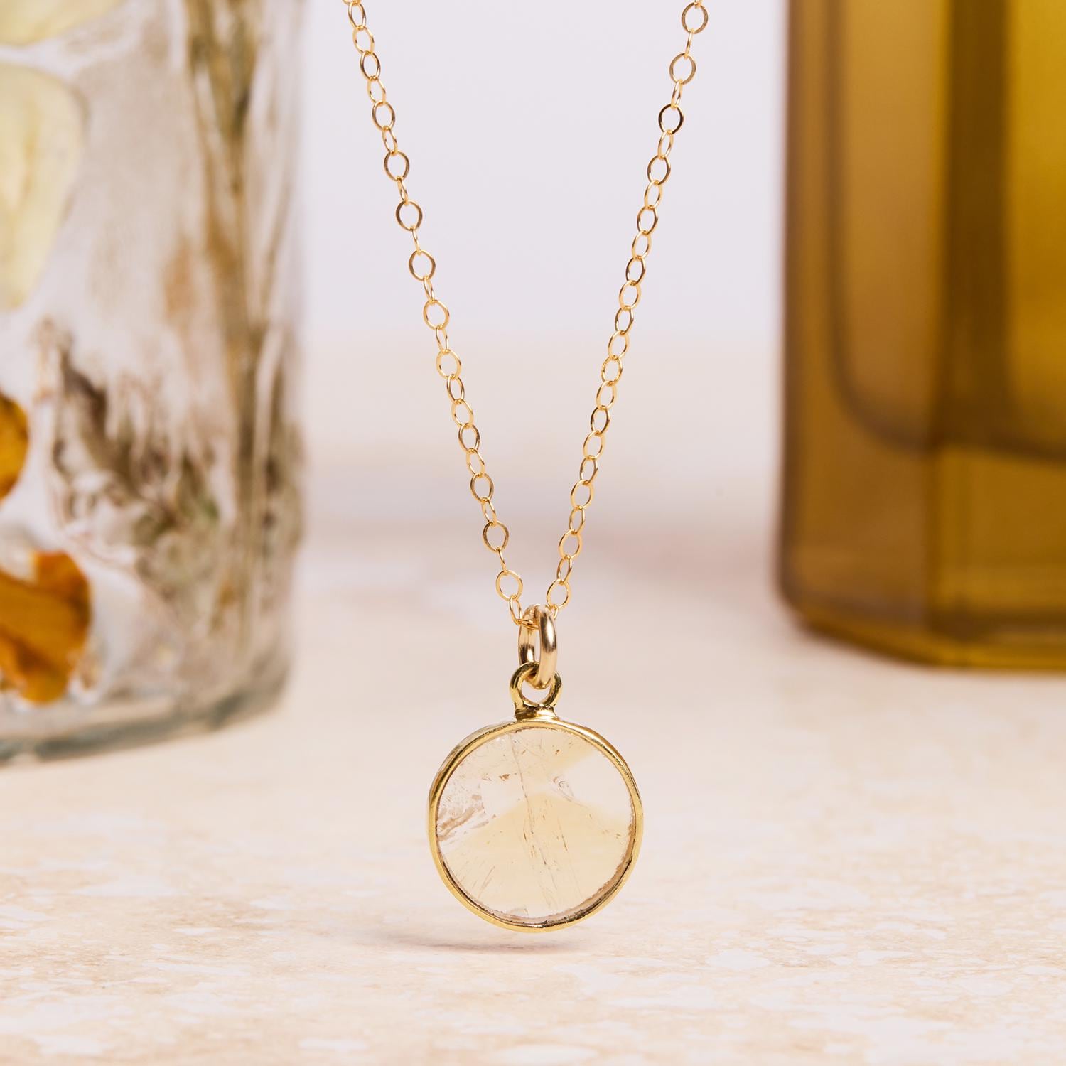 November Birthstone Gold Citrine Round Gemstone Necklace – Soul
