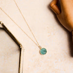 May Birthstone - Gold Raw Emerald Round Gemstone Necklace Necklaces Soul & Little Rose