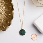 Raw Emerald Round Circle 14k Gold Filled Chain Necklace Necklaces Soul & Little Rose