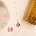 February Birthstone - Gold Amethyst Round Gemstone Necklace Necklaces Soul & Little Rose