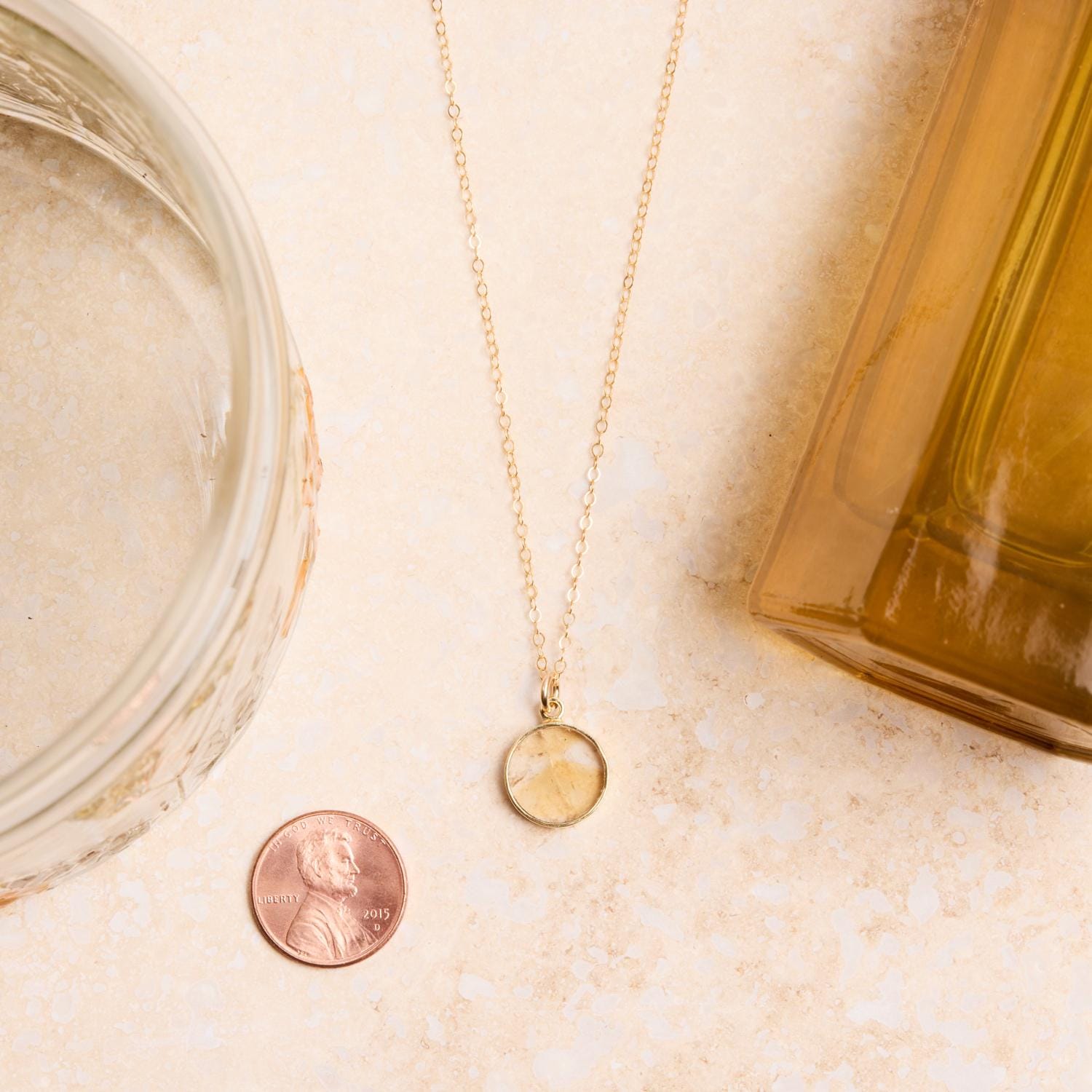 November Birthstone - Gold Citrine Round Gemstone Necklace Necklaces Soul & Little Rose