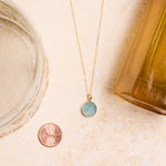 March Birthstone - Gold Aquamarine Round Gemstone Necklace Necklaces Soul & Little Rose