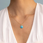 Gold Filled Turquoise and White Topaz Dome Shaped Pendant Necklace Necklaces Soul & Little Rose