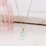 Larimar Mini Rounded Circle Pendant on Minimalist Cable Chain Necklace Necklaces Soul & Little Rose
