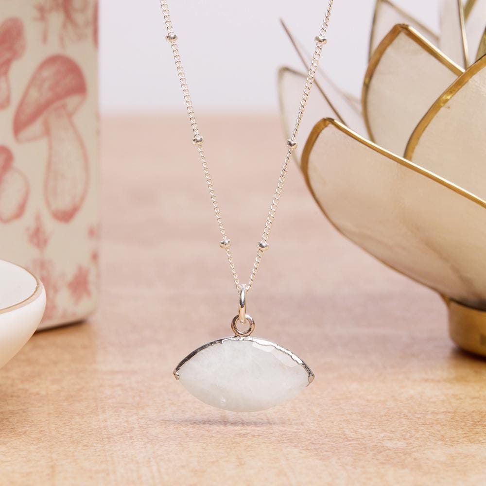 Sterling Silver Moonstone Eye Pendant Gemstone Necklace Necklaces Soul & Little Rose