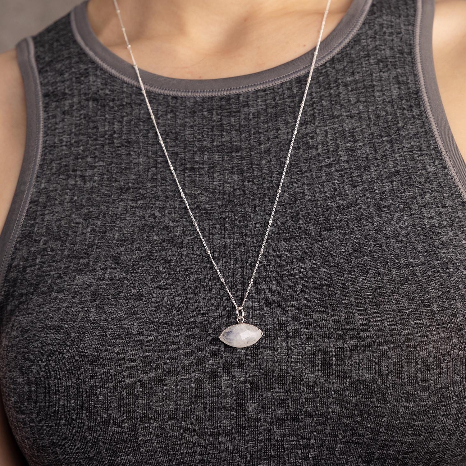 Sterling Silver Moonstone Eye Pendant Gemstone Necklace Necklaces Soul & Little Rose