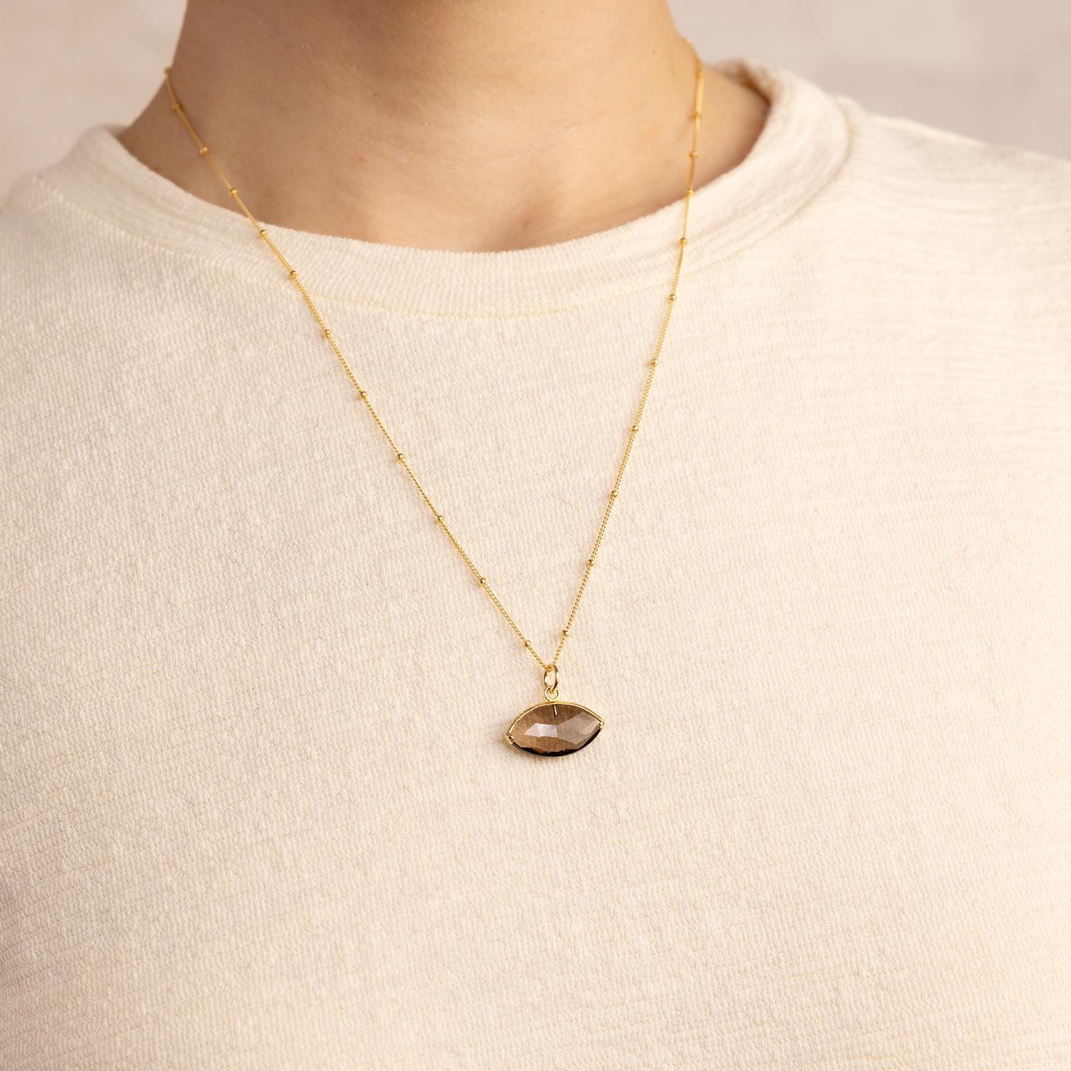 Smoky Quartz 14k Gold Filled Eye Pendant Gemstone Necklace Necklaces Soul & Little Rose