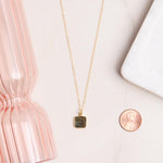 Labradorite Pendant - Geometric, Square, Minimalist Gold Charm Necklace Necklaces Soul & Little Rose
