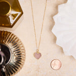 Druzy Pink Heart Charm Necklace on 14k Gold Filled Dainty Cable Chain Necklaces Soul & Little Rose