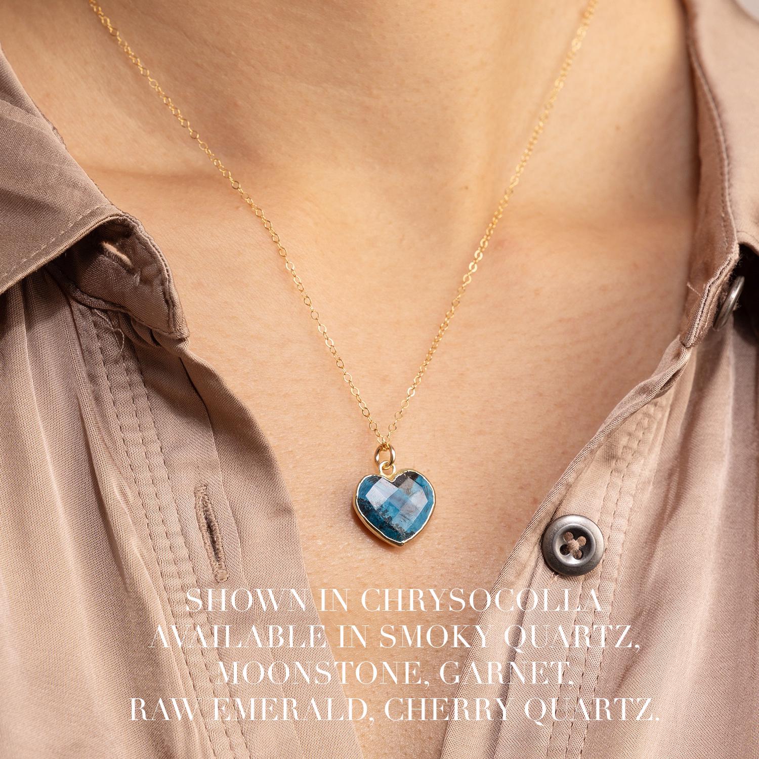 Smoky Quartz Heart Pendant Necklace on 14k Gold Filled Minimalist Cable Chain Necklaces Soul & Little Rose