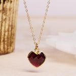Garnet Heart Pendant Necklace on 14k Gold Flled Minimalist Adjustable Cable Chain Necklaces Soul & Little Rose