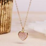 Cherry Quartz Heart Pendant Necklace on 14k Gold Filled Minimalist Adjustable Cable Chain Necklaces Soul & Little Rose