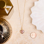 Cherry Quartz Heart Pendant Necklace on 14k Gold Filled Minimalist Adjustable Cable Chain Necklaces Soul & Little Rose