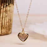 Smoky Quartz Heart Pendant Necklace on 14k Gold Filled Minimalist Cable Chain Necklaces Soul & Little Rose
