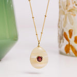 Lace Agate and Garnet Pendant Necklace on long or short 14k Gold Filled Chain Necklaces Soul & Little Rose