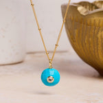 Howlite and White Topaz Round Faceted Pendant Charm Gold Necklace Necklaces Soul & Little Rose