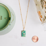 Green Turquoise Geometric CZ Gemstone Necklace on 14k Gold Filled Chain Necklaces Soul & Little Rose