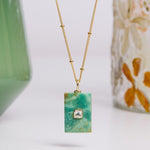 Green Turquoise Geometric CZ Gemstone Necklace on 14k Gold Filled Chain Necklaces Soul & Little Rose
