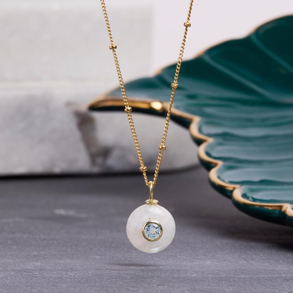 Moonstone 14k Gold Filled Gemstone Pendant Necklace Necklaces Soul & Little Rose