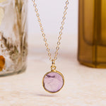 February Birthstone - Gold Amethyst Round Gemstone Necklace Necklaces Soul & Little Rose