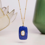 Lapis Lazuli and Moonstone Rectangle Pendant 14k Gold Filled Necklace Necklaces Soul & Little Rose