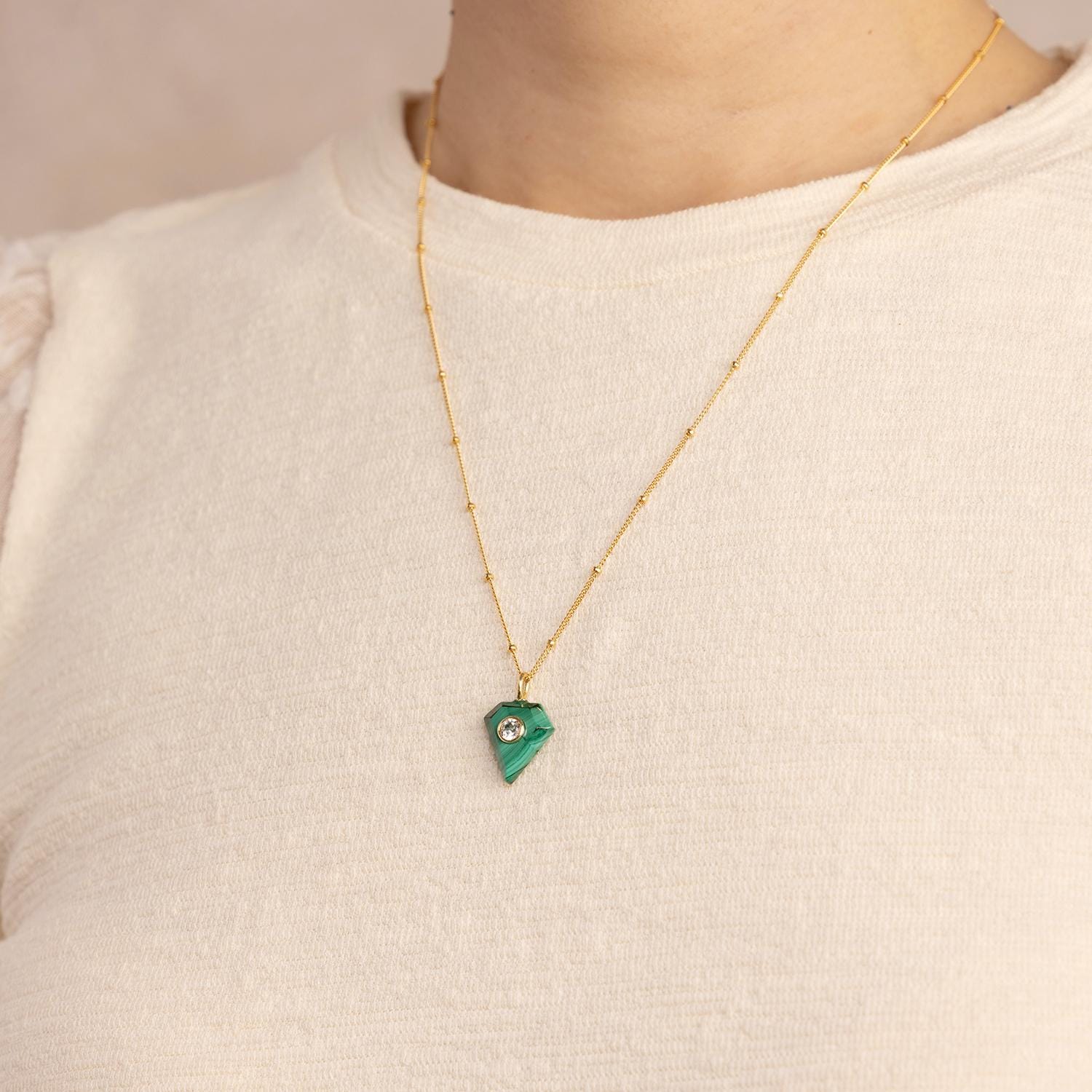 Malachite and Topaz Gold Pendant on 14k Gold Filled Chain Necklaces Soul & Little Rose