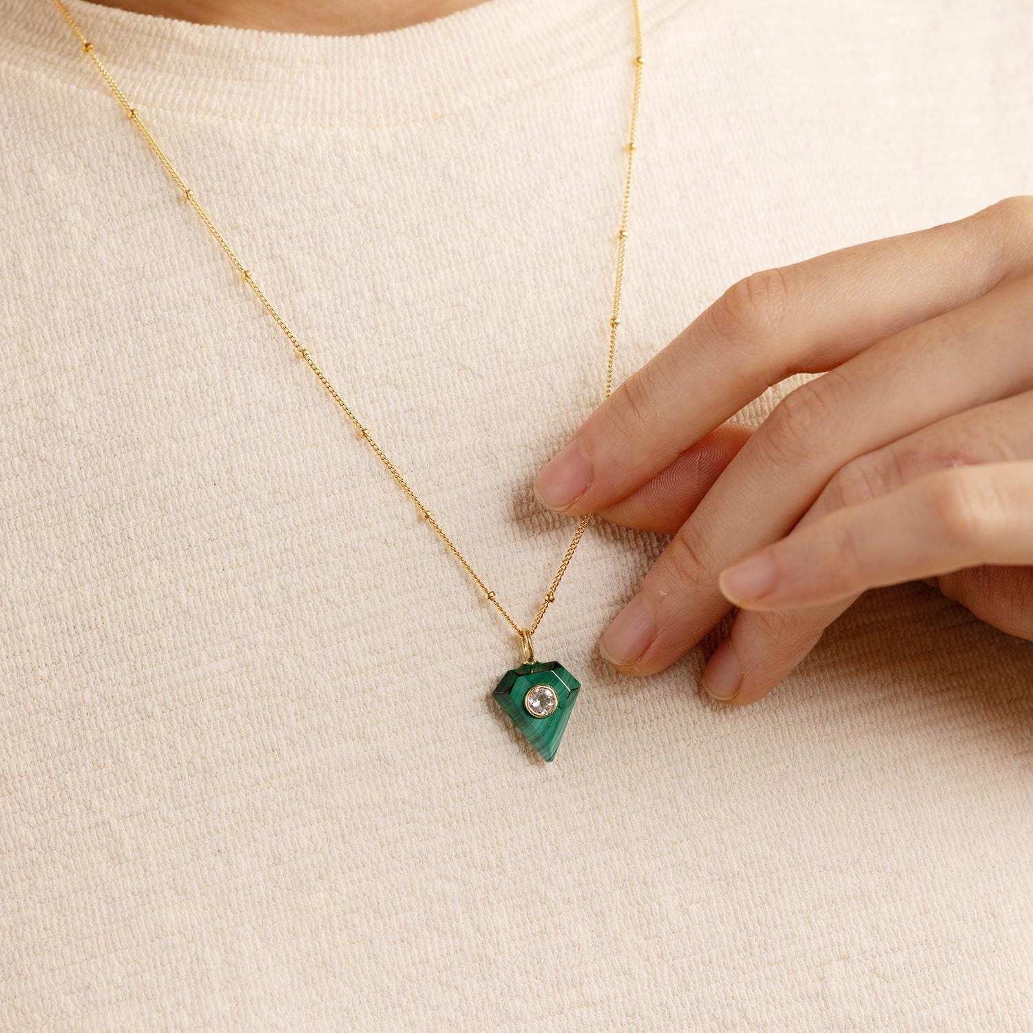 Malachite and Topaz Gold Pendant on 14k Gold Filled Chain Necklaces Soul & Little Rose