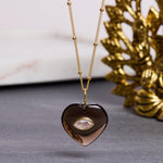 Smoky Quartz and Pink Chalcedony Heart Pendant Gold Necklace Necklaces Soul & Little Rose
