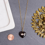 Smoky Quartz and Pink Chalcedony Heart Pendant Gold Necklace Necklaces Soul & Little Rose