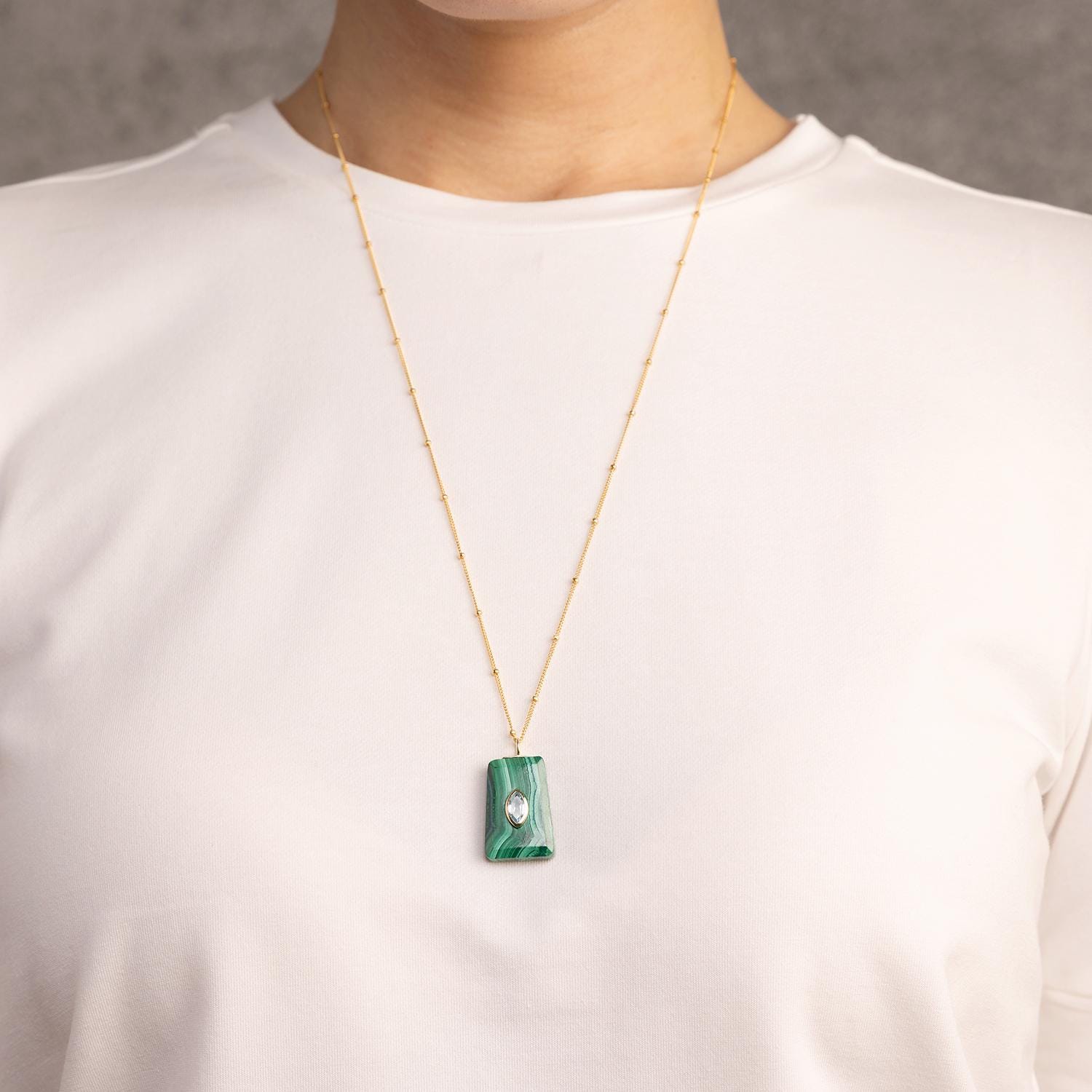 Malachite Gold Pendant 14k Gold Filled 18, 20 or 24 Length Chain Necklaces Soul & Little Rose
