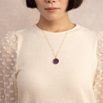 Purple Amethyst Round Gemstone Necklace - 14k Gold Filled Chain Necklaces Soul & Little Rose
