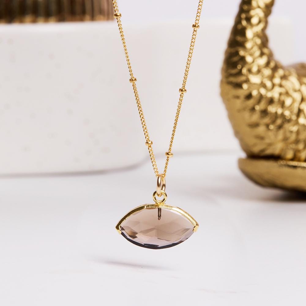 Smoky Quartz 14k Gold Filled Eye Pendant Gemstone Necklace Necklaces Soul & Little Rose