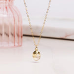 Golden Rutilated Quartz Oval Nugget Pendant Chain Necklace Necklaces Soul & Little Rose