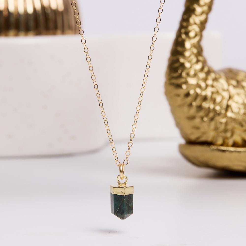 Emerald Gold Spike Pendant Necklace on 14k Gold Filled Chain Necklaces Soul & Little Rose