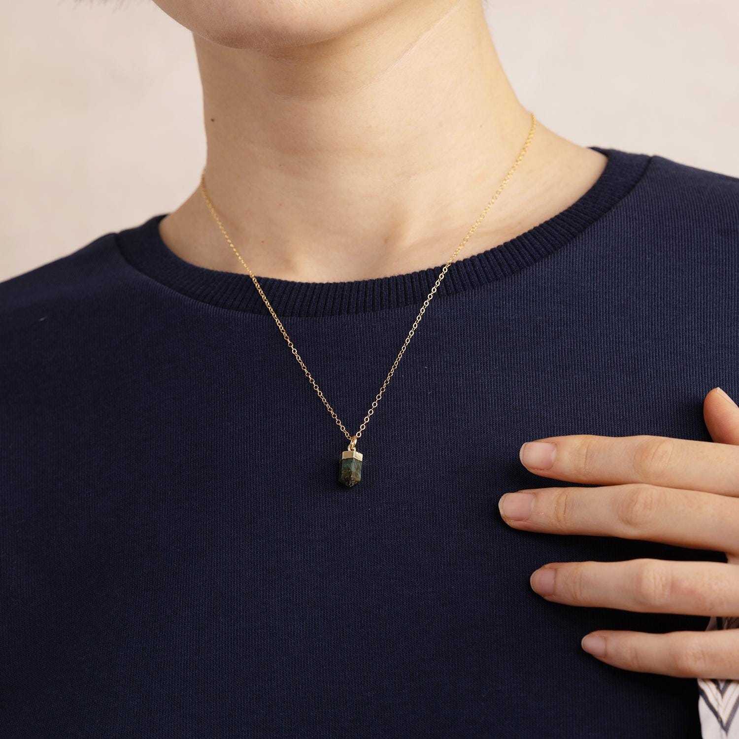 Emerald Gold Spike Pendant Necklace on 14k Gold Filled Chain Necklaces Soul & Little Rose