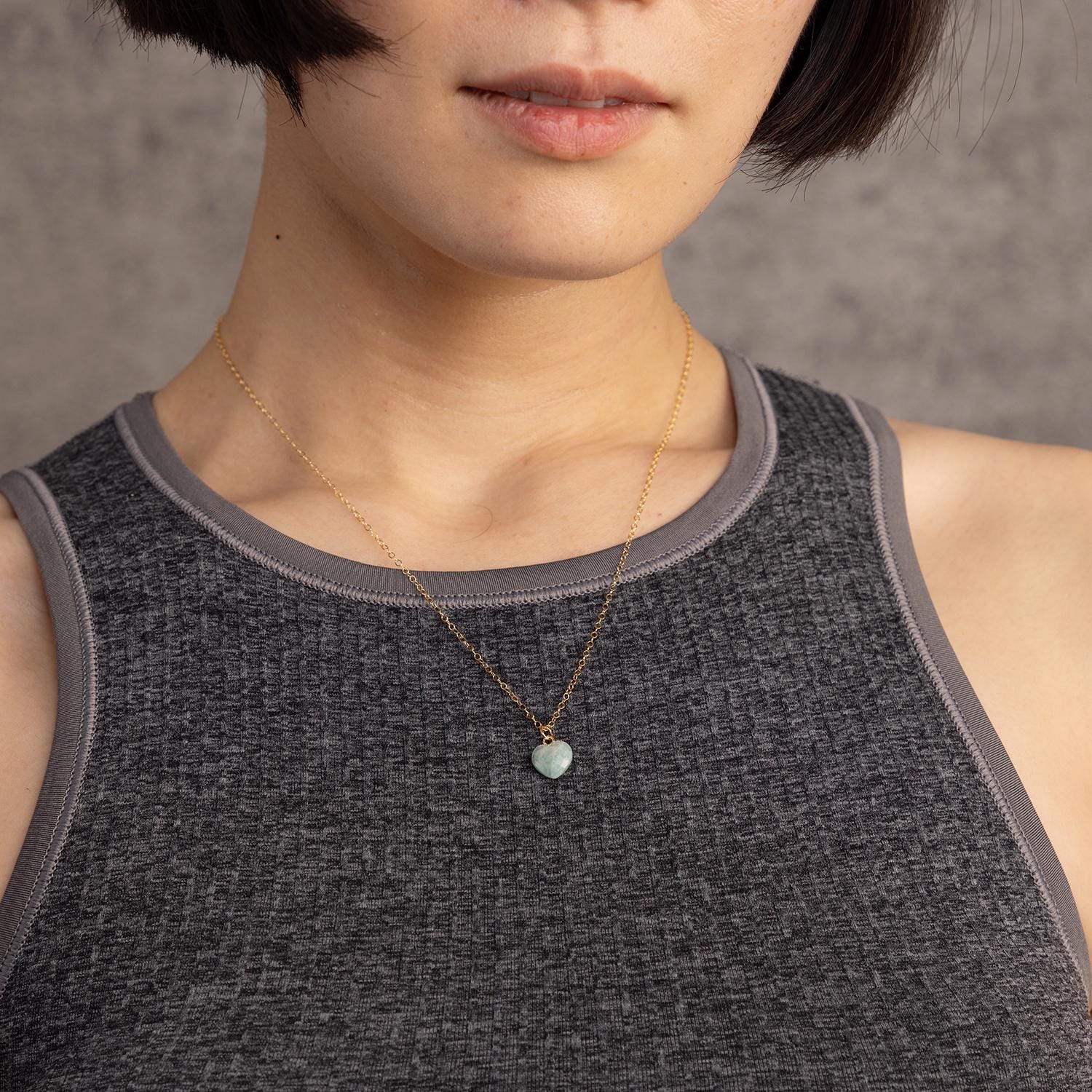 Mini Aquamarine Heart Pendant Necklace on 14k Gold Filled Chain Necklaces Soul & Little Rose